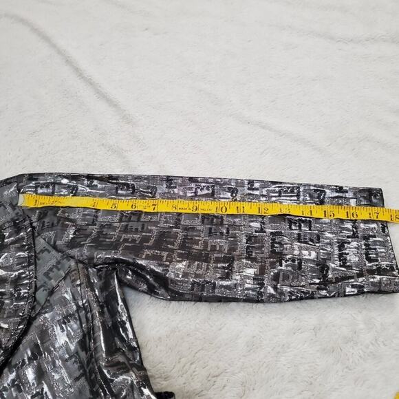 Ruby Road Petite Silver Black Metallic Ruffle Collar Lightweight Jacket Women 4 - Picture 9 of 9